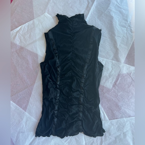 VTG sheer S mesh ruched with satin ribbon high neck clubbing dancing date night - Picture 6 of 12